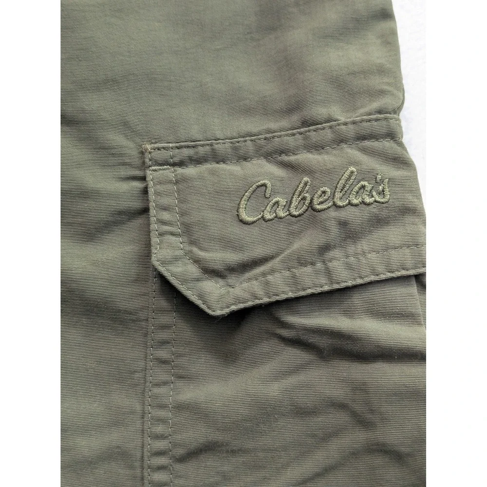Cabelas Mens Convertible Pants 36x34 Green Lightweight Nylon Zip Off